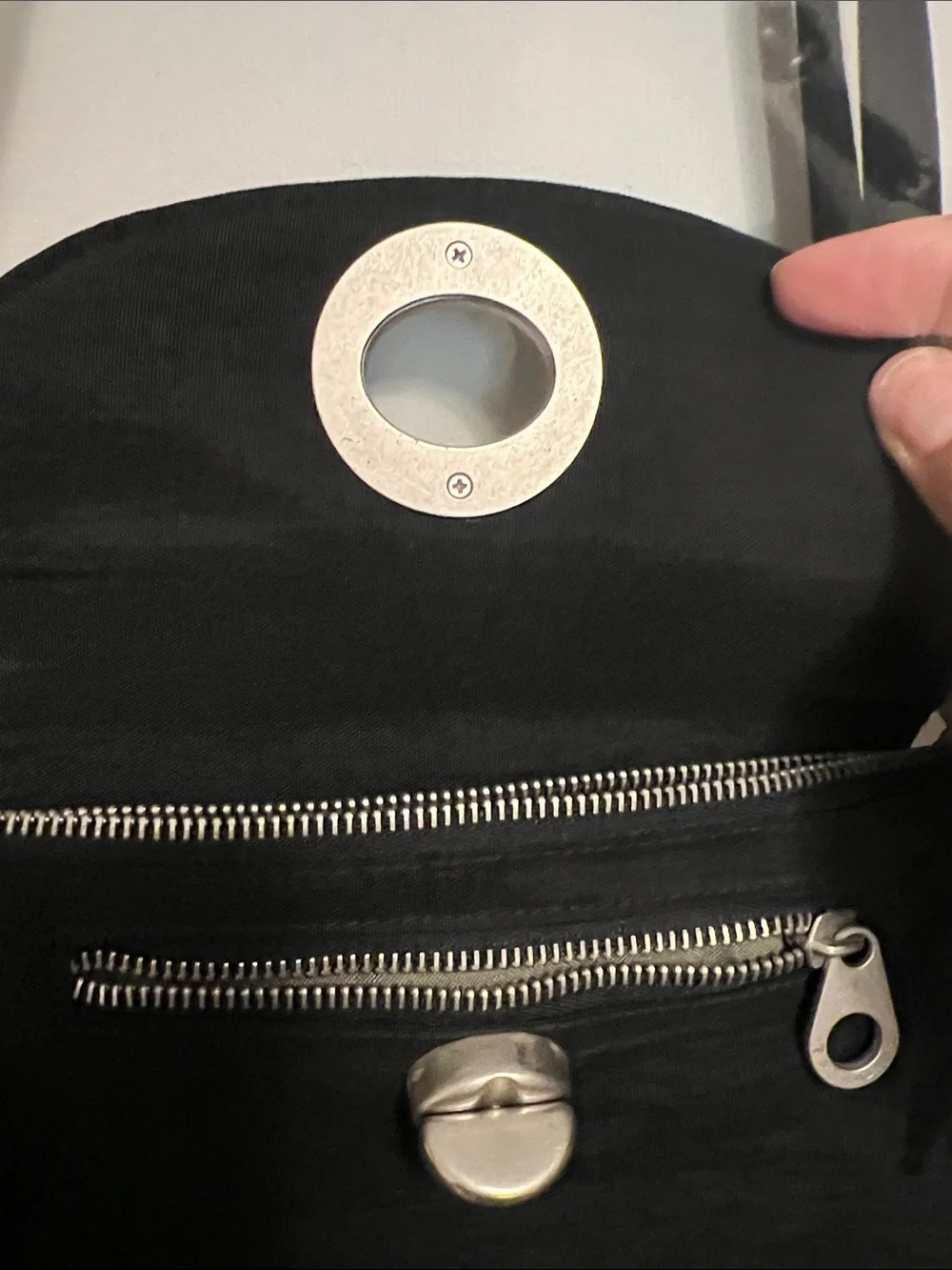 Baggallini Black Shoulder Bag with Silver Turn-Lock - Picture 7 of 10